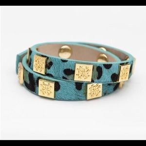 NWOT Rustic Cuff Calfskin Turquoise Wrap Bracelet.